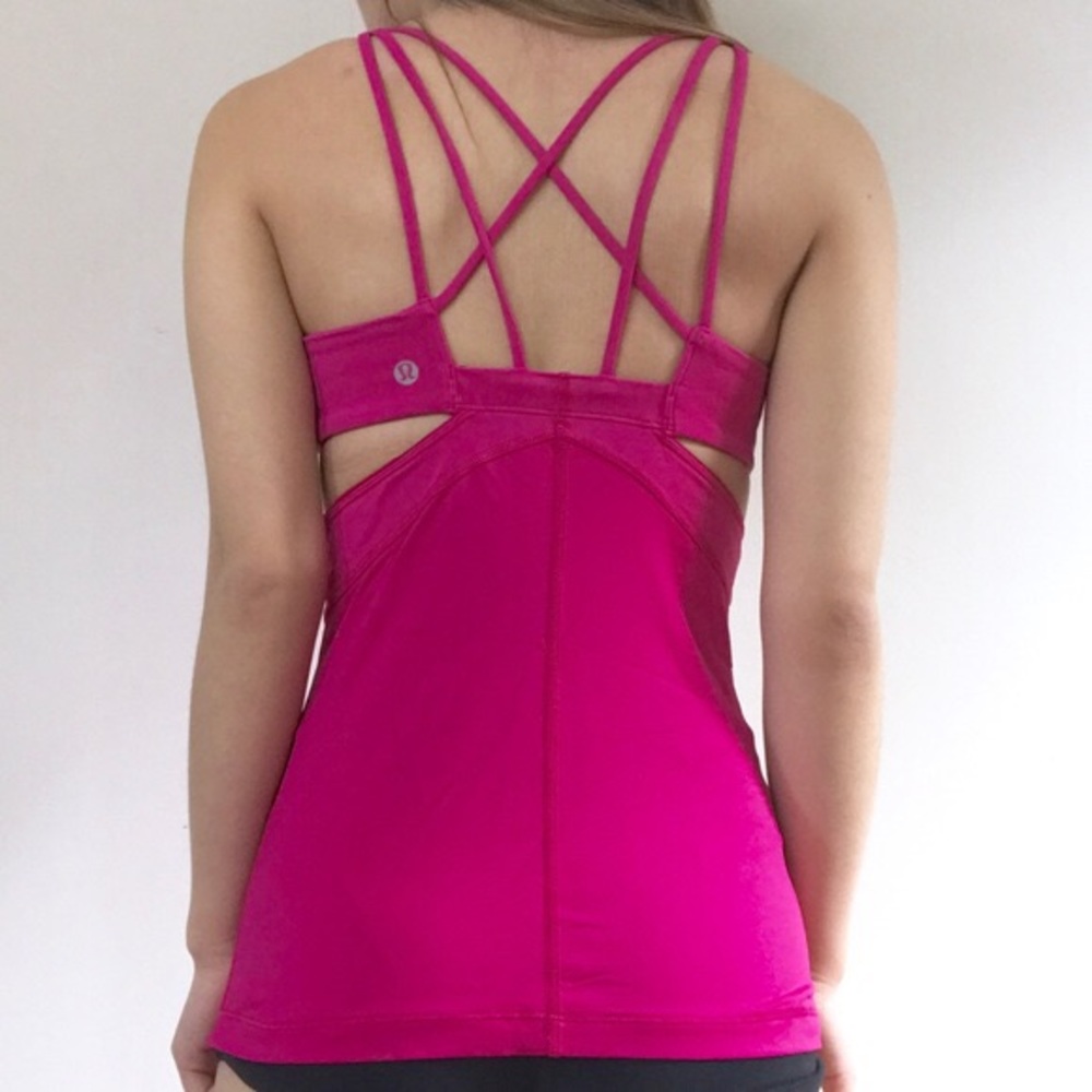 Lululemon womens cut out tank top size 4 hot pink
